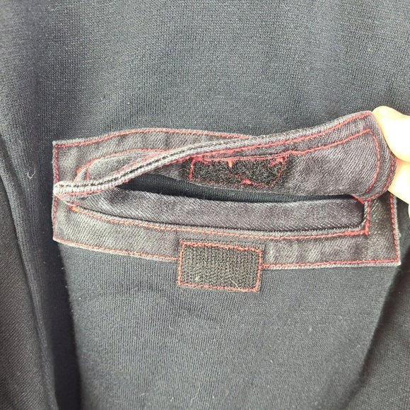 Boom-X BX Mens 2XL Black Full Zip Hoodie Sweatshirt Denim Pockets Red Stitching - Picture 4 of 7